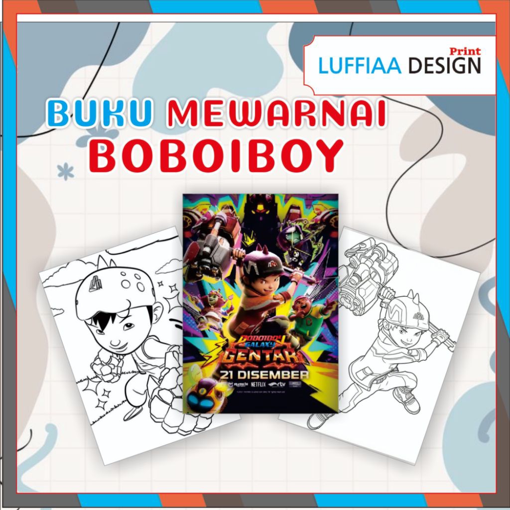 Buku mewarnai boboiboy | cloring page boboiboy | Boboiboy galaxy | buku anak anak | mewarnai, mengga