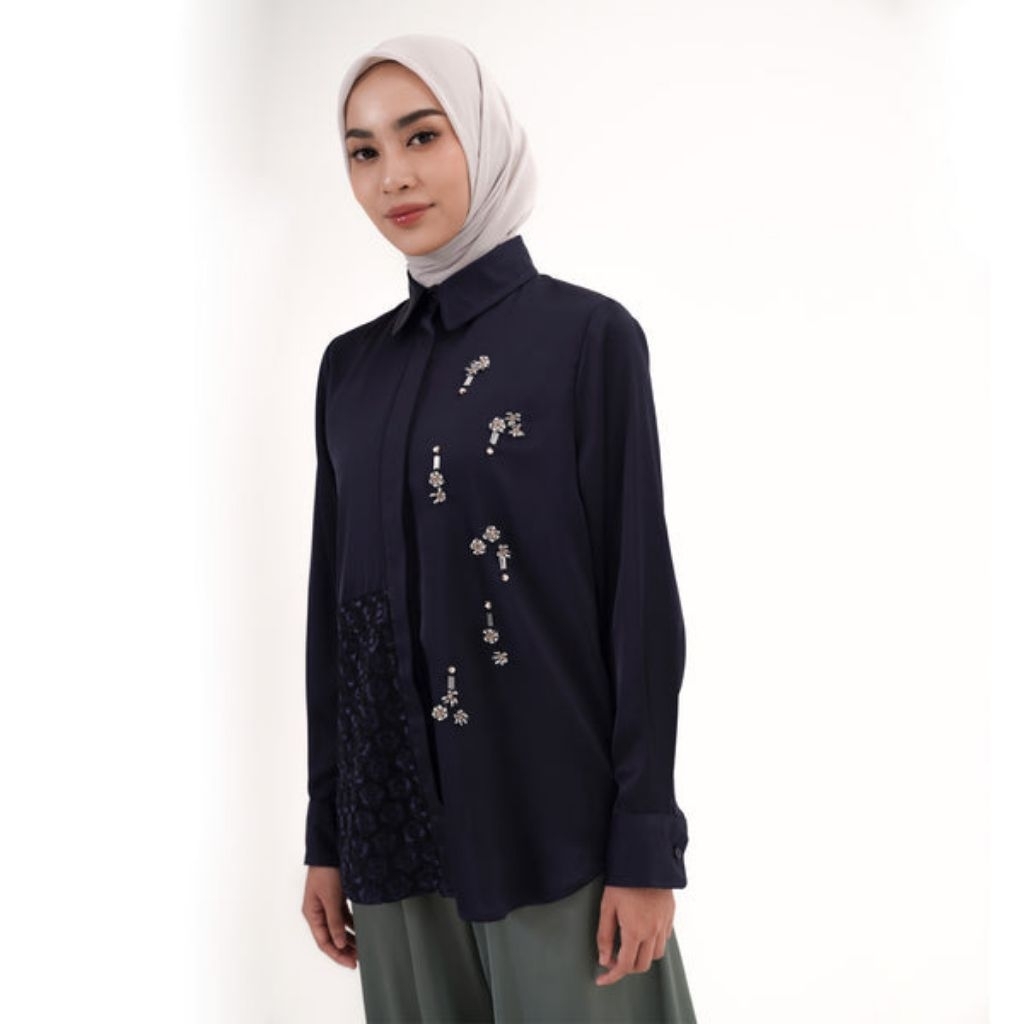 Kemeja Wanita Terbaru | Deryana Top Navy Jenna & Kaia Lampung