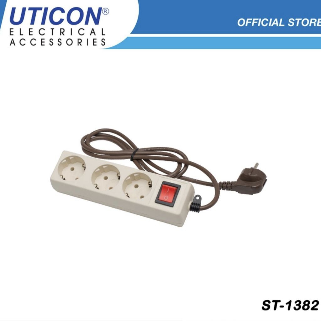 STOP KONTAK UTICON 3 LUBANG PLUS KABEL 1.5 METER - STOP KONTAK 3 LUBANG PLUS KABEL 1.5 METER UTICON