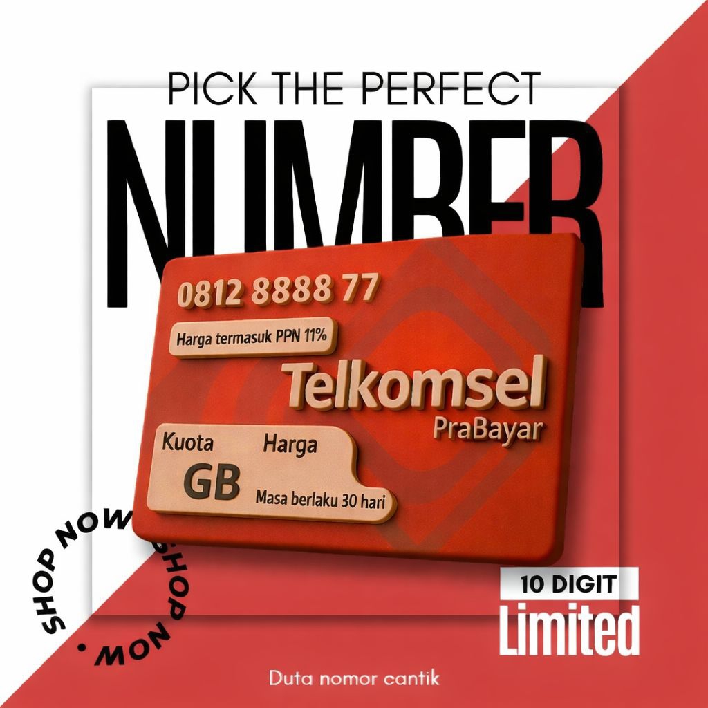 Nomor cantik 10 digit kartu Telkomsel 5G kuota 260gb