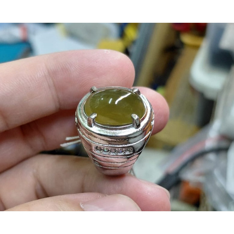 Cincin Batu Natural Idocrase Bio Solar Aceh IDC031 Size Kantoran Ikatan Perak