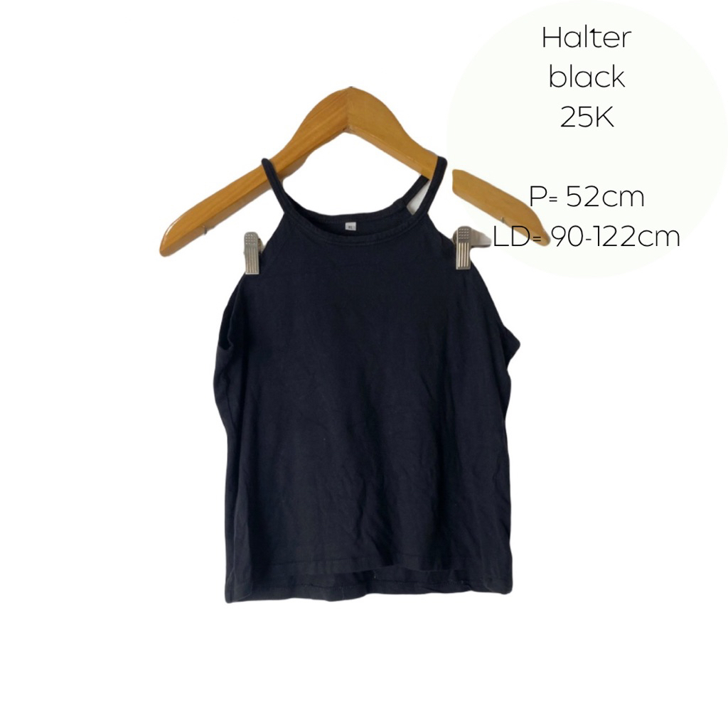 halter neck tank top hitam
