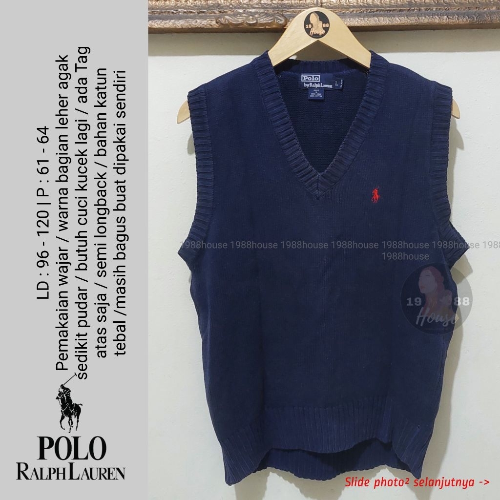 Polo Ralph Lauren Vest Rajut Rompi Rajut Vneck Unisex Navy