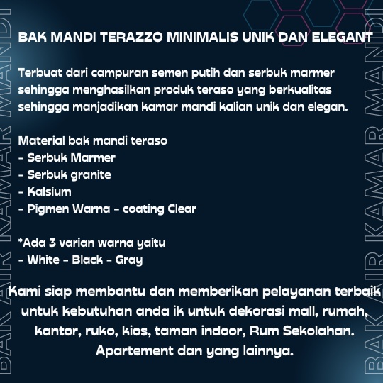 Bak Teraso Air Kamar Mandi Bak Mandi Unik Minimalis Batu Marmer Gentong Khusus Pengiriman Luar Kota