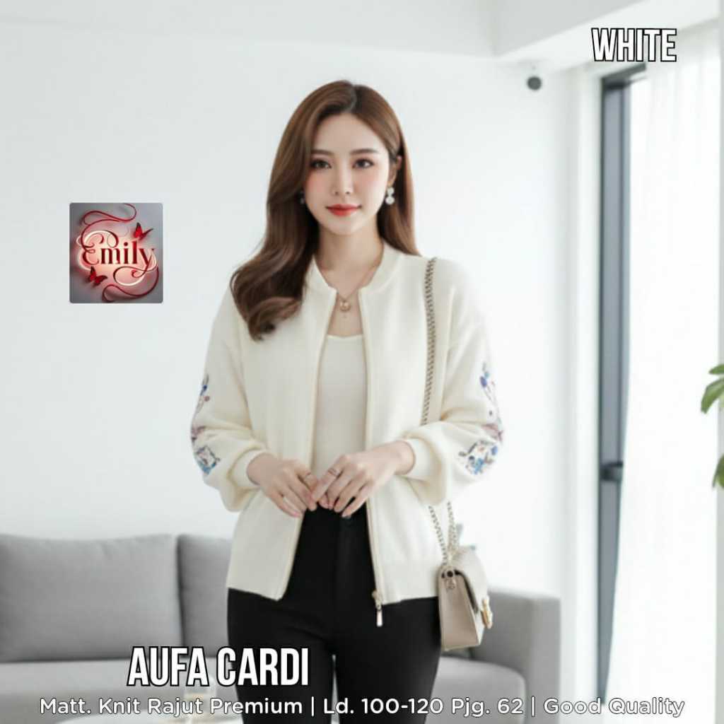Aufa Cardigan Rajut Wanita Korean Style Original Emily Knit Premium Tebal Halus Outerwear Casual Len