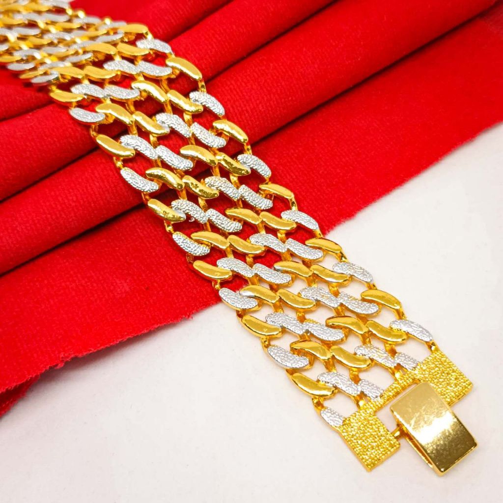 GELANG RANTAI HONGKONG WARNA KOMBINASI PERHIASAN DUBAI LAPIS EMAS 24K