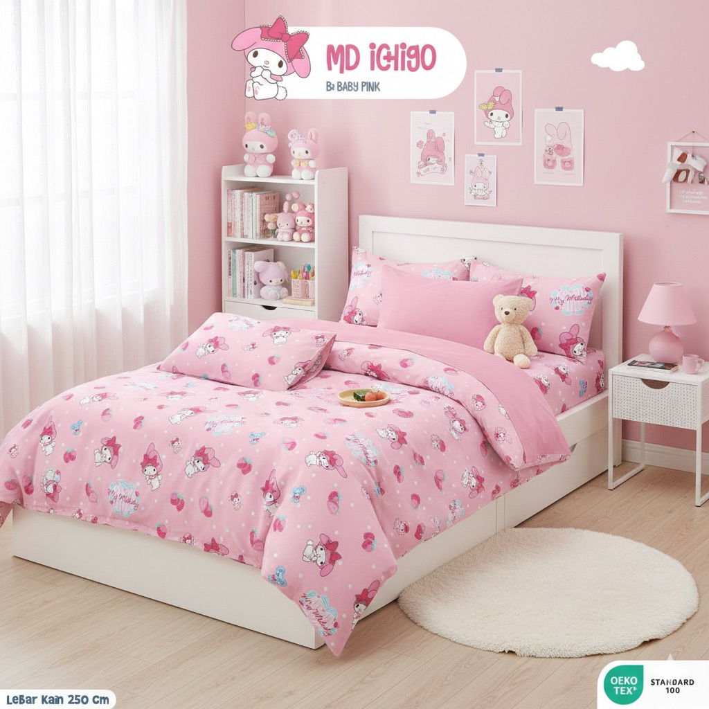 Sprei Motif My Melody Ukuran 120, kamar anak, sprei anak perempuan