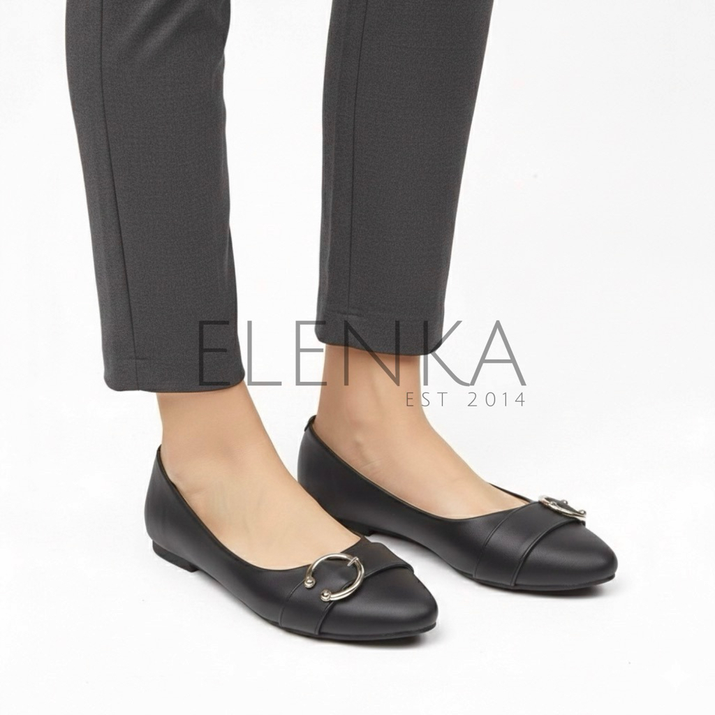 Qeena Black sepatu wanita Big Size Flatshoes bigsize wanita 36-41/45