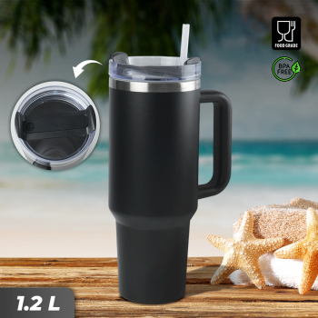 Botol Minum Tumbler Tahan Panas Dingin Straw Flask BPA Free 1.2 Liter - YS-9388