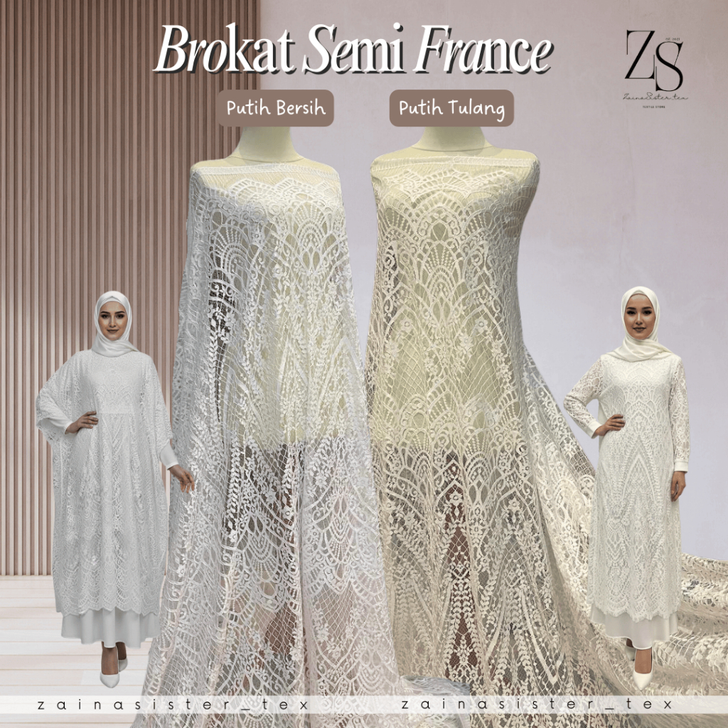 2,5 Meter Kain Brokat Lace Semi Francis Premium | Lace Semi Prancis Semi France Panel Mewah Elegan L
