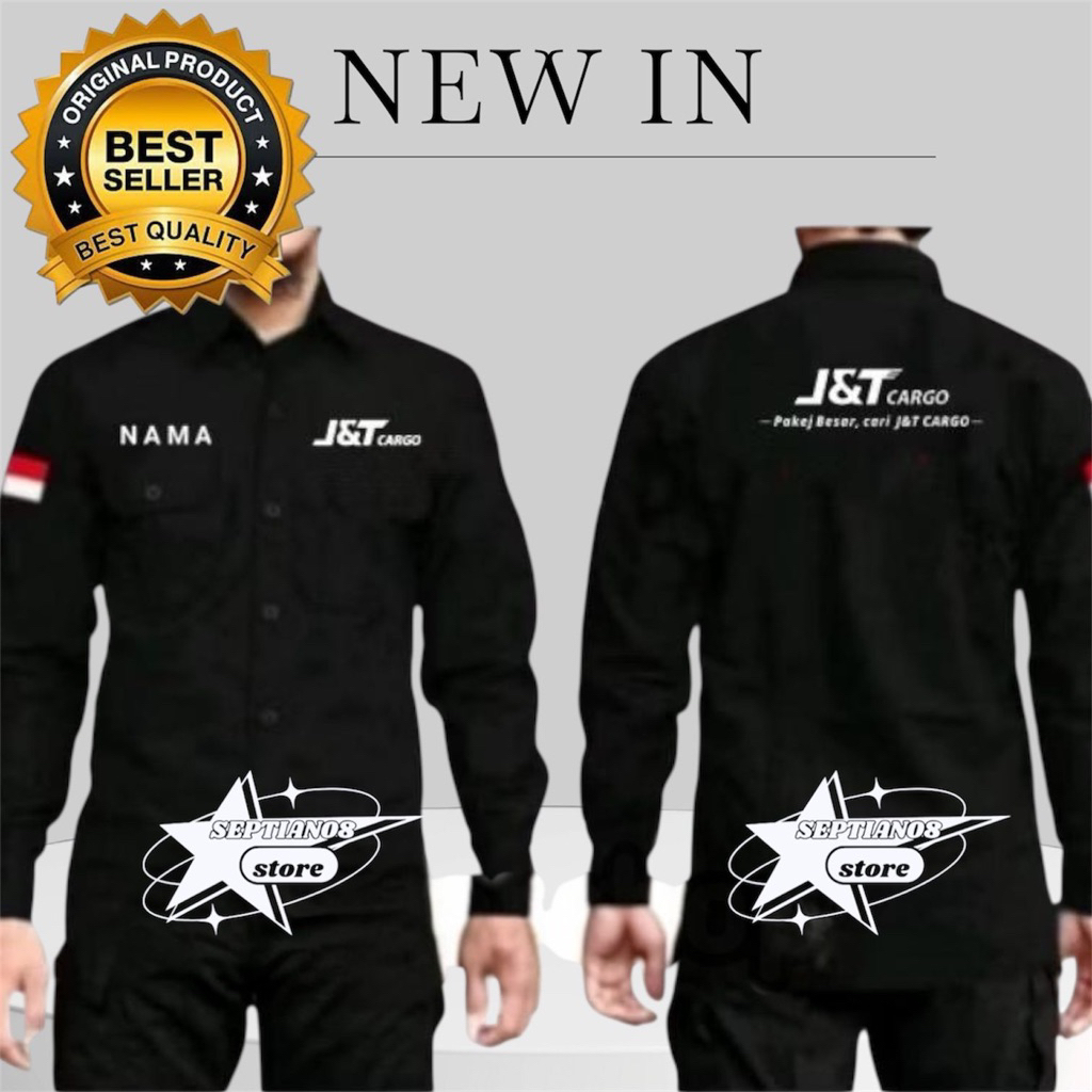 kemeja seragam jnt cargo full bordir baju jnt gratis bordir nama