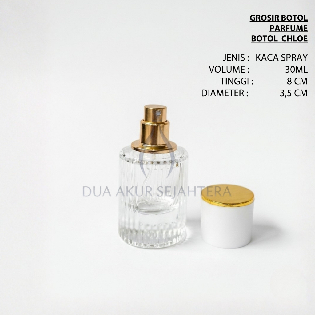GROSIR LUSINAN Botol Parfum Chloe 30ml Tutup Gold - Drat Uril - Bisa isi Ulang Sendiri.