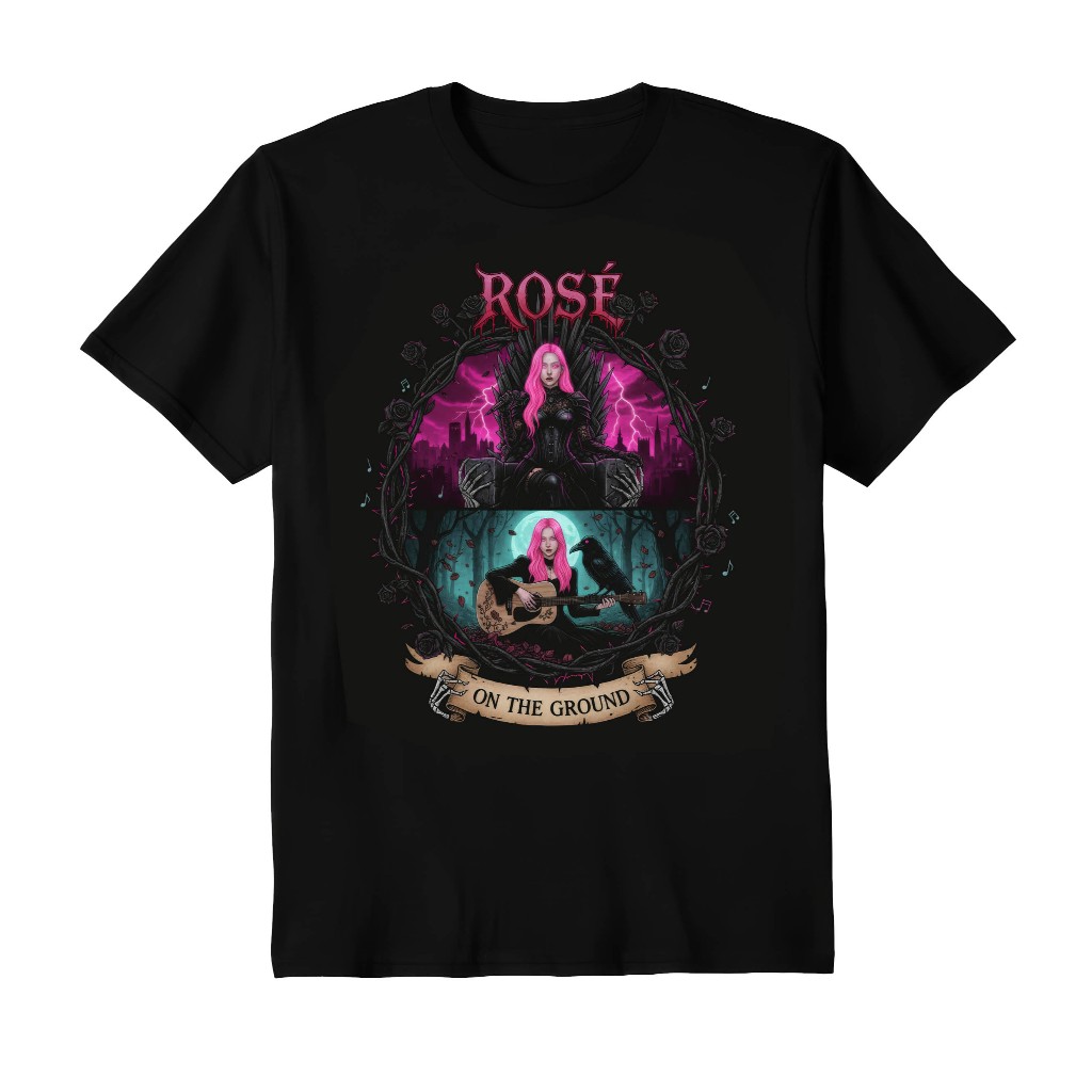 Kaos ROSE blackpink ON THE GROUND tshirt band atun kombed 24s Regular fit DTF HD Print