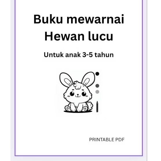 Buku Mewarnai Anak 3–5 Tahun (PDF Printable) | Hewan Lucu