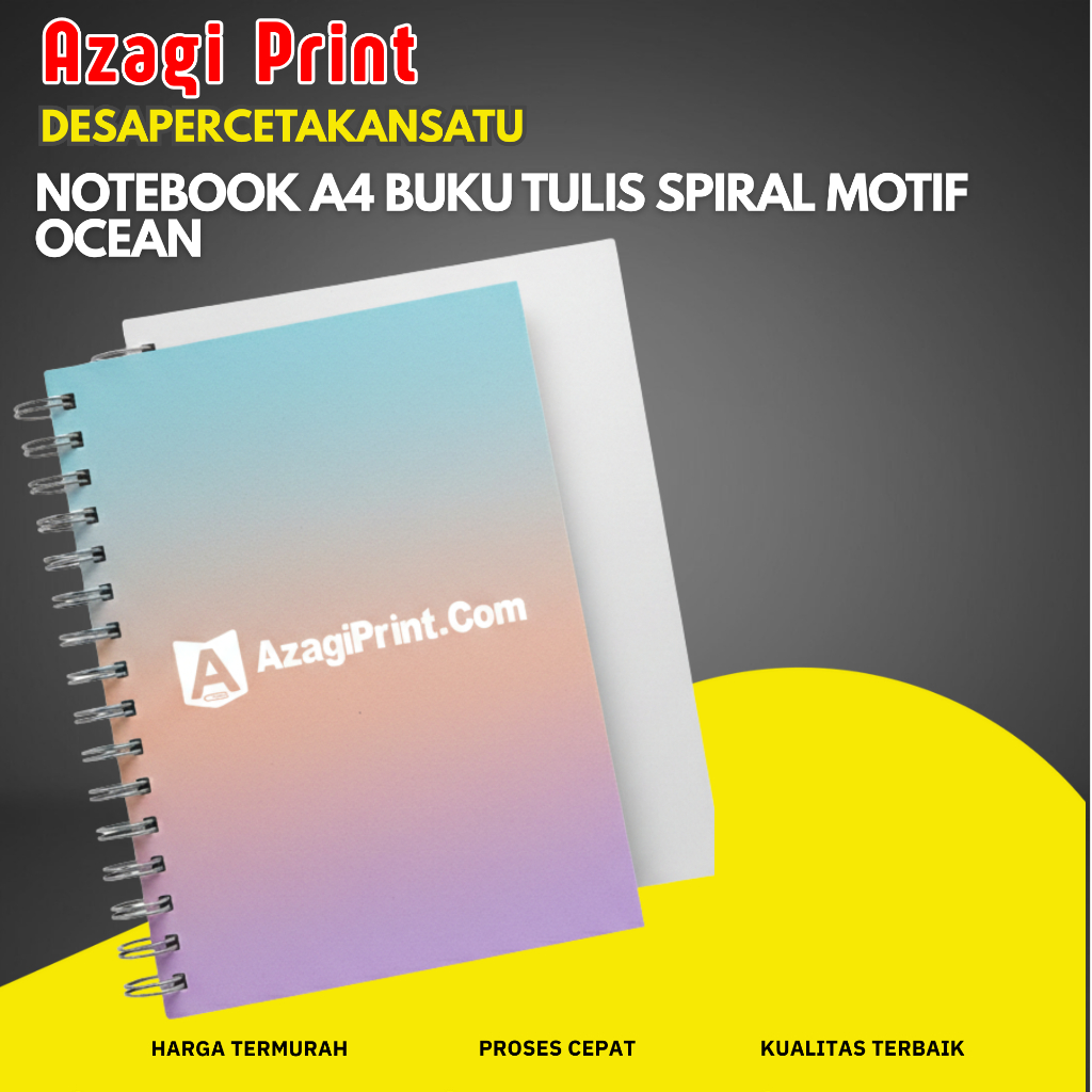 Notebook A4 Buku Tulis Spiral Motif Ocean Garis Buku Catatan - DESAPERCETAKANSATU