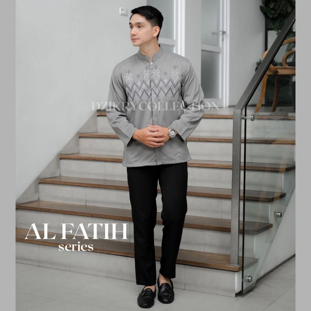 Baju Koko Bordir Lengan Panjang Katun Madinah Grade A Atasan Muslim Pria Premium Quality