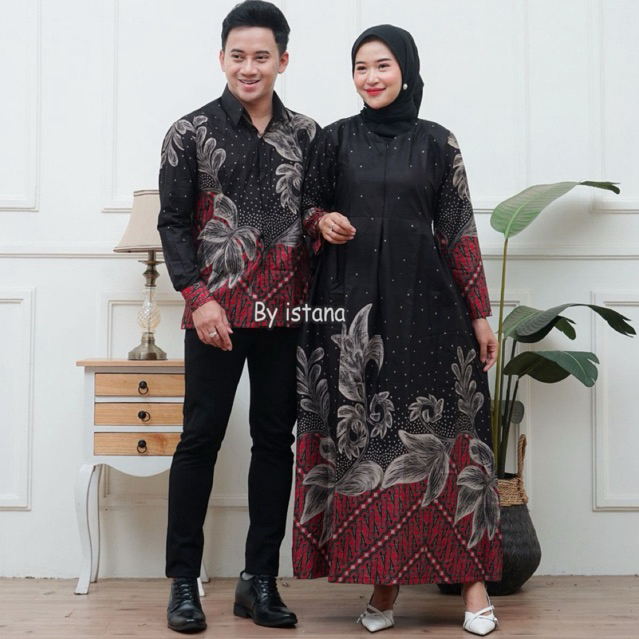 BATIK ATAMA| Baju Batik Couple Pasangan Lengan Panjang| Baju Batik Sarimbitan Kondangan Jumbo
