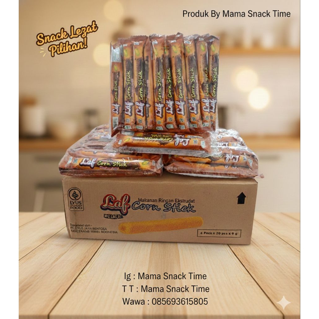 Viral Laf Corn Stick Wafer Rasa Krim Coklat 1 Dus isi 6 Pack x 20 Pcs @9gr Best Seller Exp aman
