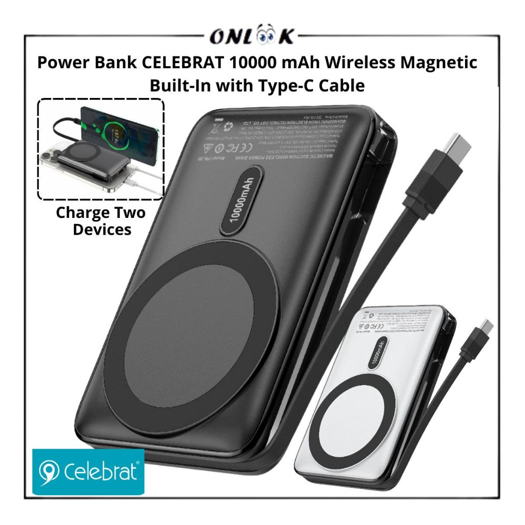 ONLOOK Power Bank Celebrat Magnetic MagSafe 10000 mAh Wireless Wired PD 22.5W Fast Charge Anti Slip