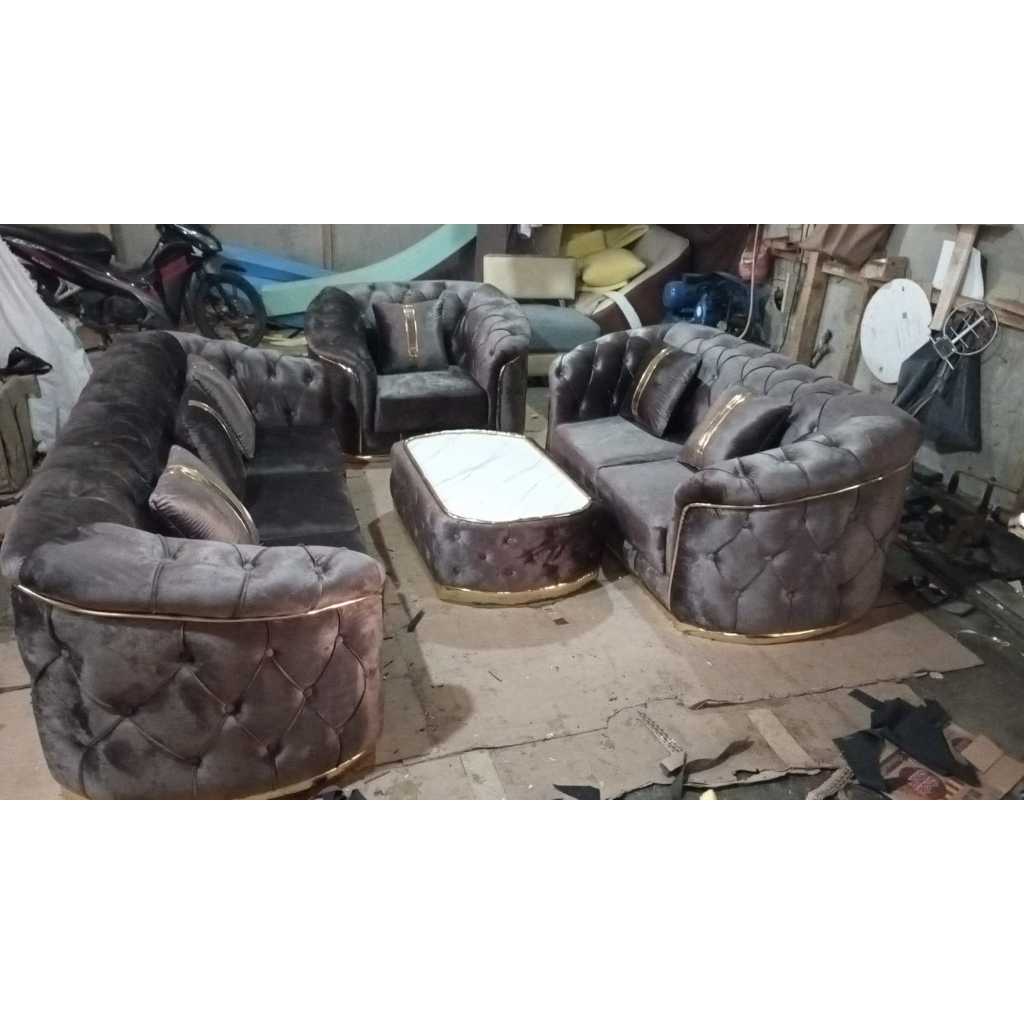 Sofa Tamu / Sofa Ruang Tamu / Sofa Keluarga / Sofa / Sofa 321 / Sofa Kancing 321 + Meja Tamu