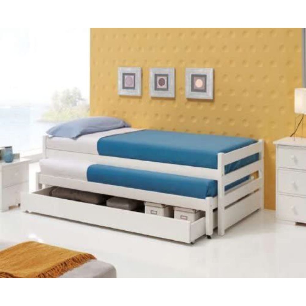 Dipan 3 tingkat sorong/Tempat Tidur 2 tingkat laci/Ranjang sorong dan laci/Dipan tiga tingkat/Tempat