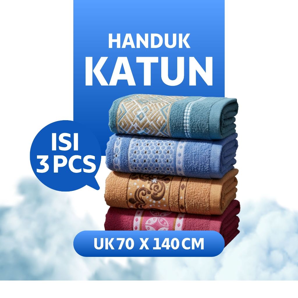 Exclusive Review Rhama - 3 Pcs Handuk Katun Dewasa Ukuran 70 X 140 Cm Co