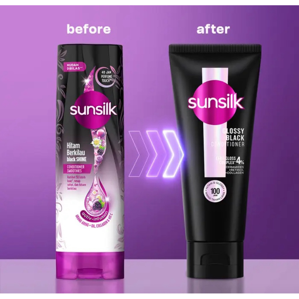 SUNSILK GLOSSY BLACK CONDITIONER BLACK SHINE 160ML ORIGINAL TERMURAH SURABAYA