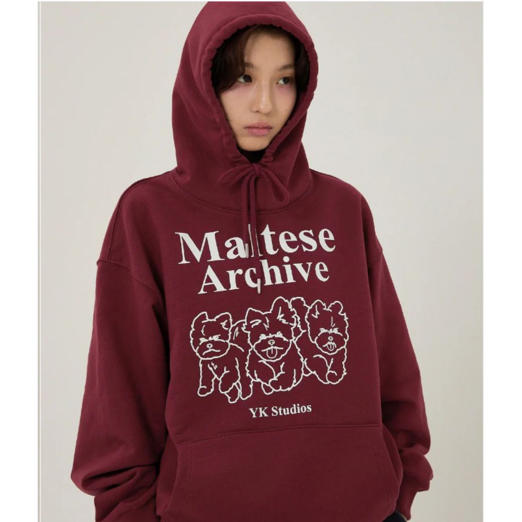 Waikei maltase archive line graphic hoodie burgundy