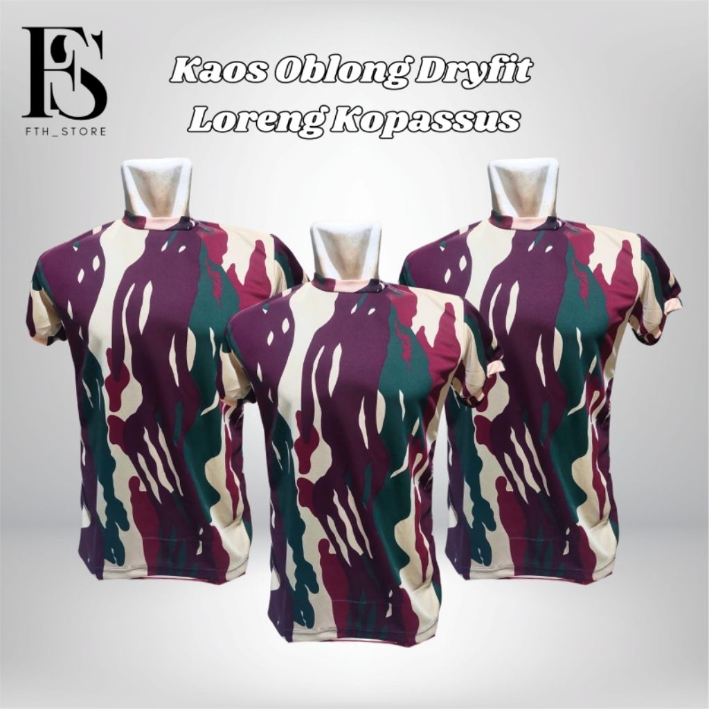 Kaos Oblong TNI Dry-fit Loreng Kopassus/Baju Dalaman PDL Loreng Kopassus Dry-fit, Bahan Nyaman, Anti