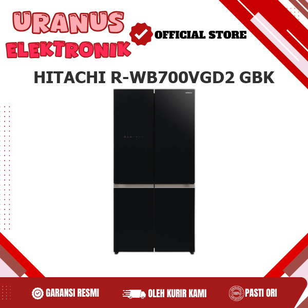 HITACHI R-WB700VGD2 GBK Kulkas Multi Door 4 Pintu 645L Tempered Glass Shelves