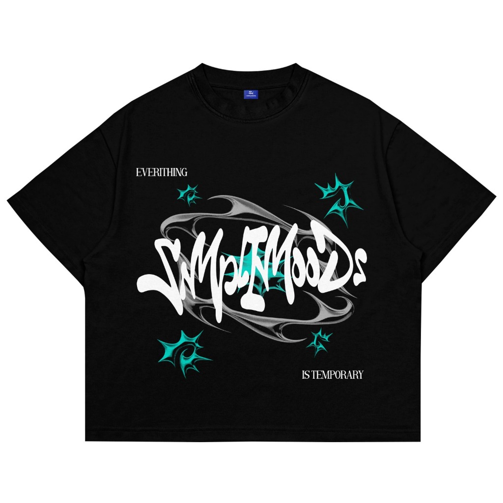Simplimoods Temporary Black Boxy Fit Tshirt Baju Kaos Skena Distro Oversize Distro Combed 20s Unisex