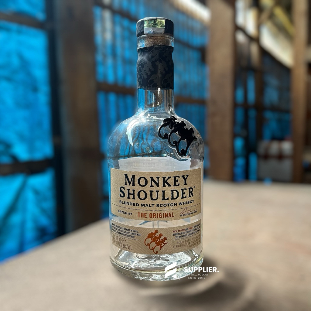 Botol bekas minuman kiras Monkey Shoulder / hiasan rumah, pajangan rumah, pajangan mini bar, koleksi