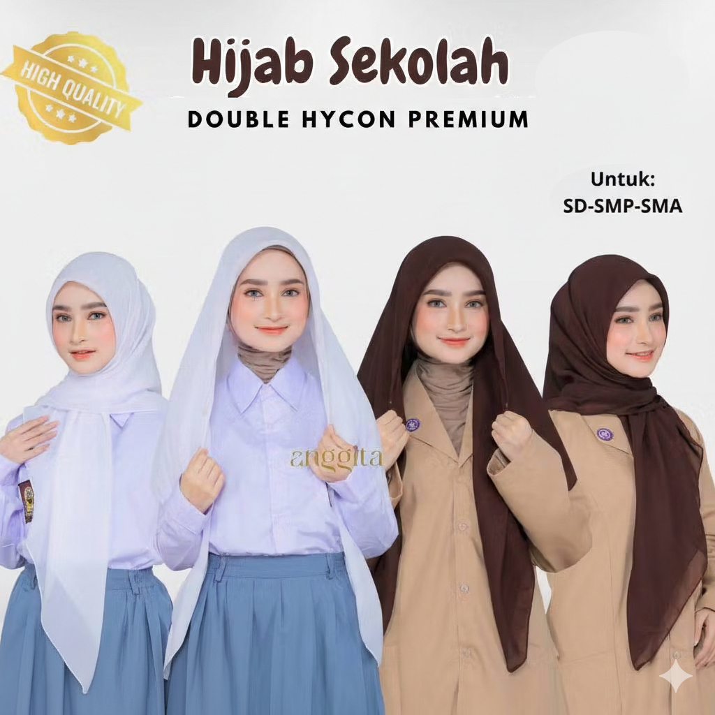 Hijab Sekolah Paris Premium Jilbab Seragam Sekolah Anak SMP SMA Putih Polos