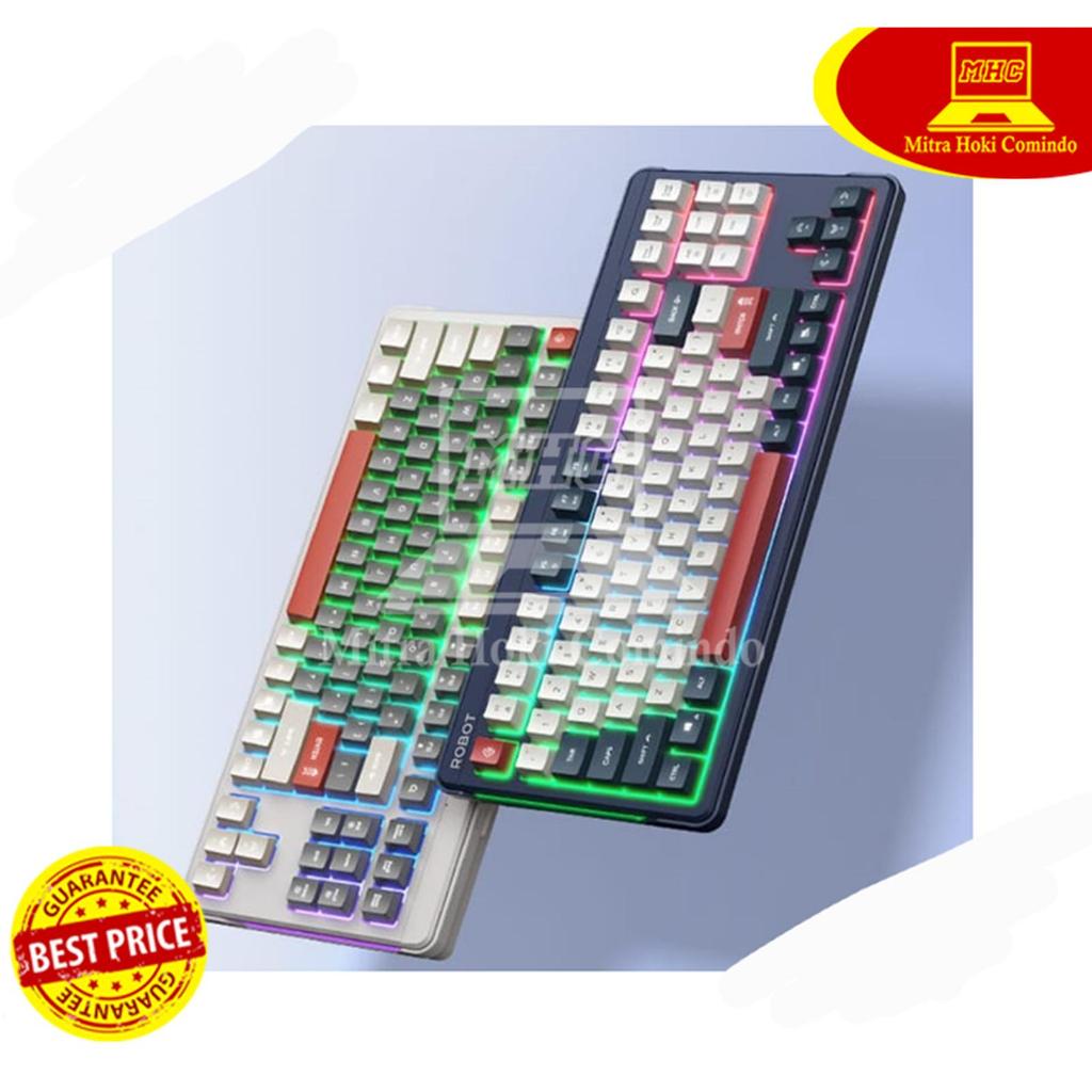 Keyboard kabel USB Wired Computer ROBOT RK50 dengan Lampu Rainbow Kabel Dilepas Desain Ergonomis 89 