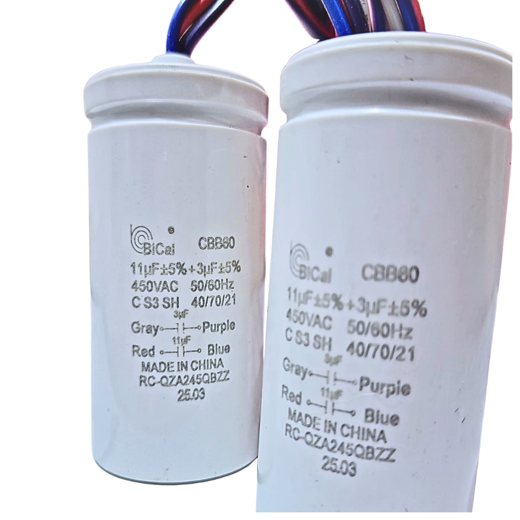 KAPASITOR MESIN CUCI 2TABUNG BICAI CBB60 11*3UF ORIGINAL SHARP