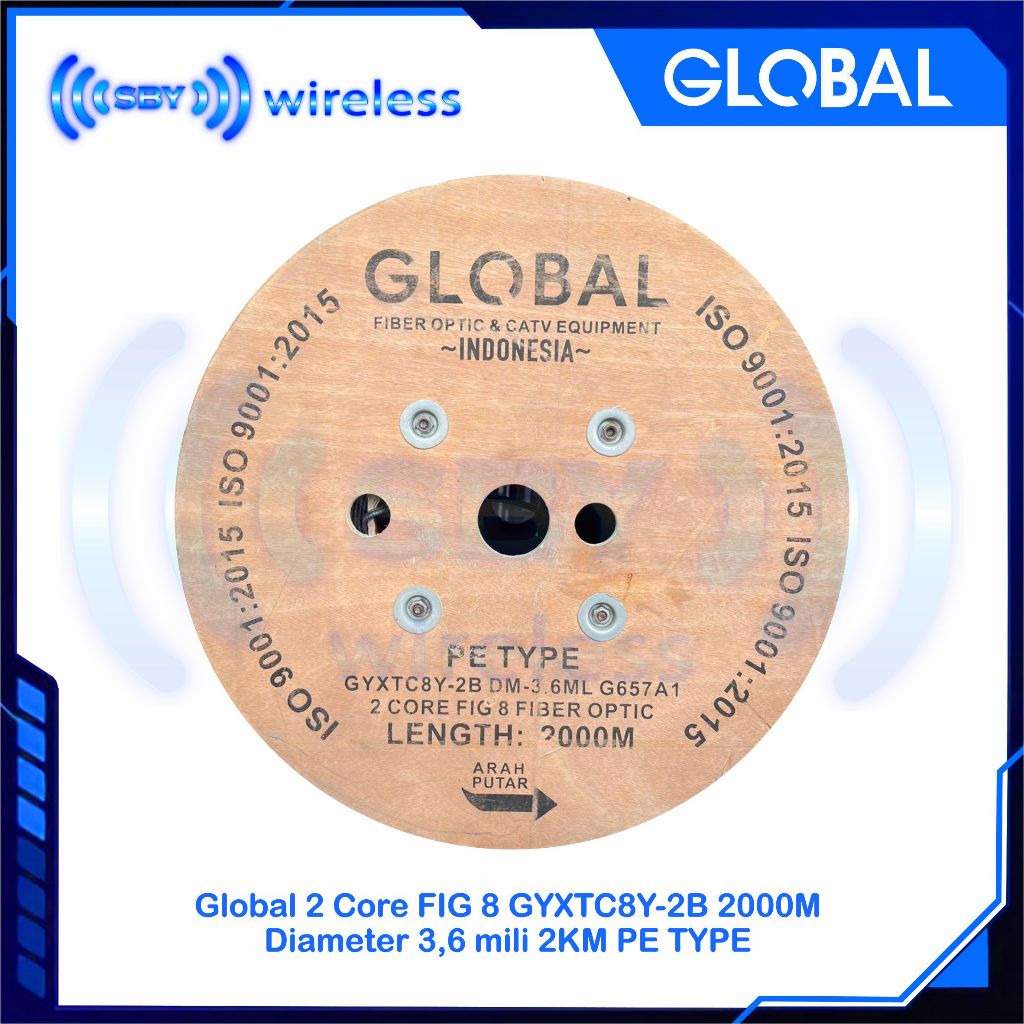 Kabel FO Global 2 CORE FIG 8 Diameter 3,6 mili 2KM PE TYPE 2CORE FIG8 2000meter