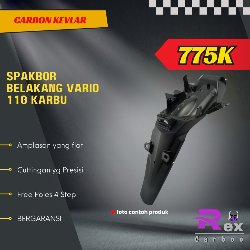 Spakbor Slebor Belakang Vario 110 Karbu Carbon Kevlar Karbon Fiber