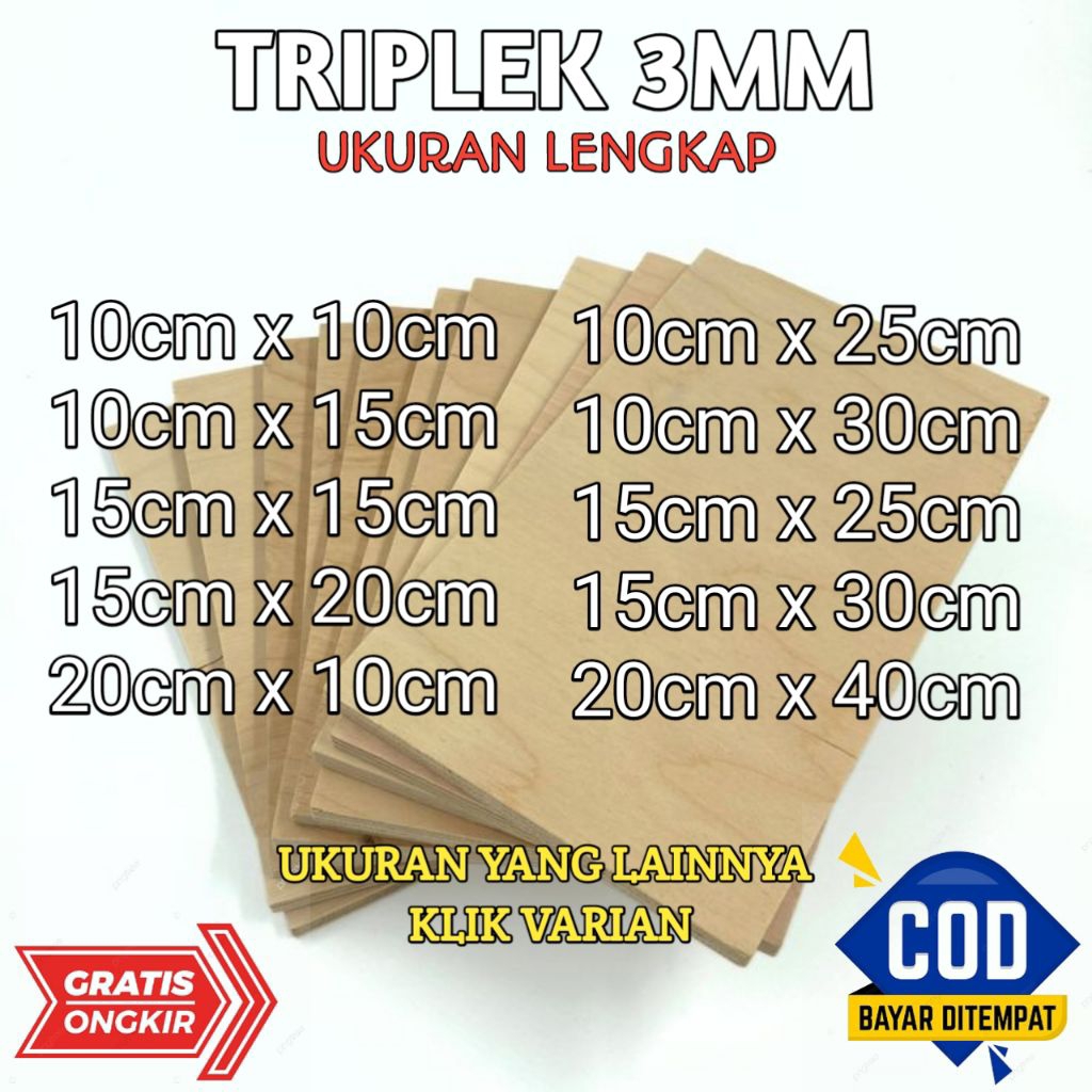 Triplek 3mm Ukuran Lengkap Bahan Kerajinan | Triplek Ukuran Lengkap