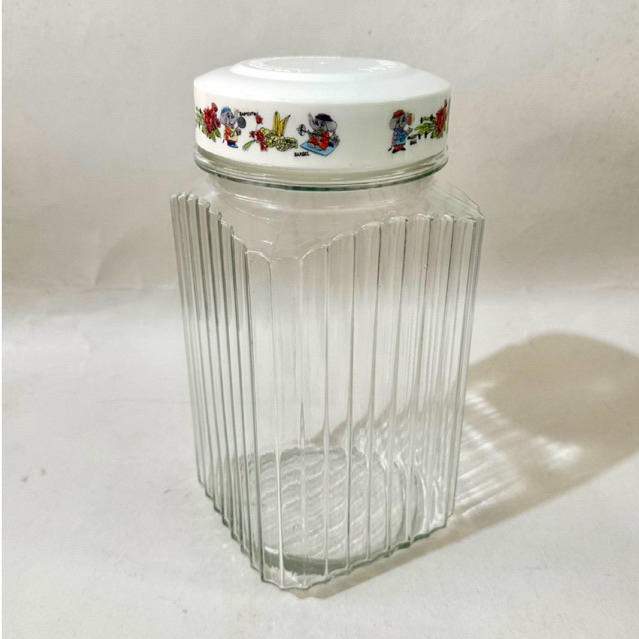 Toples kaca ulir segi Kenya 4,2 liter tutup plastik kedap udara