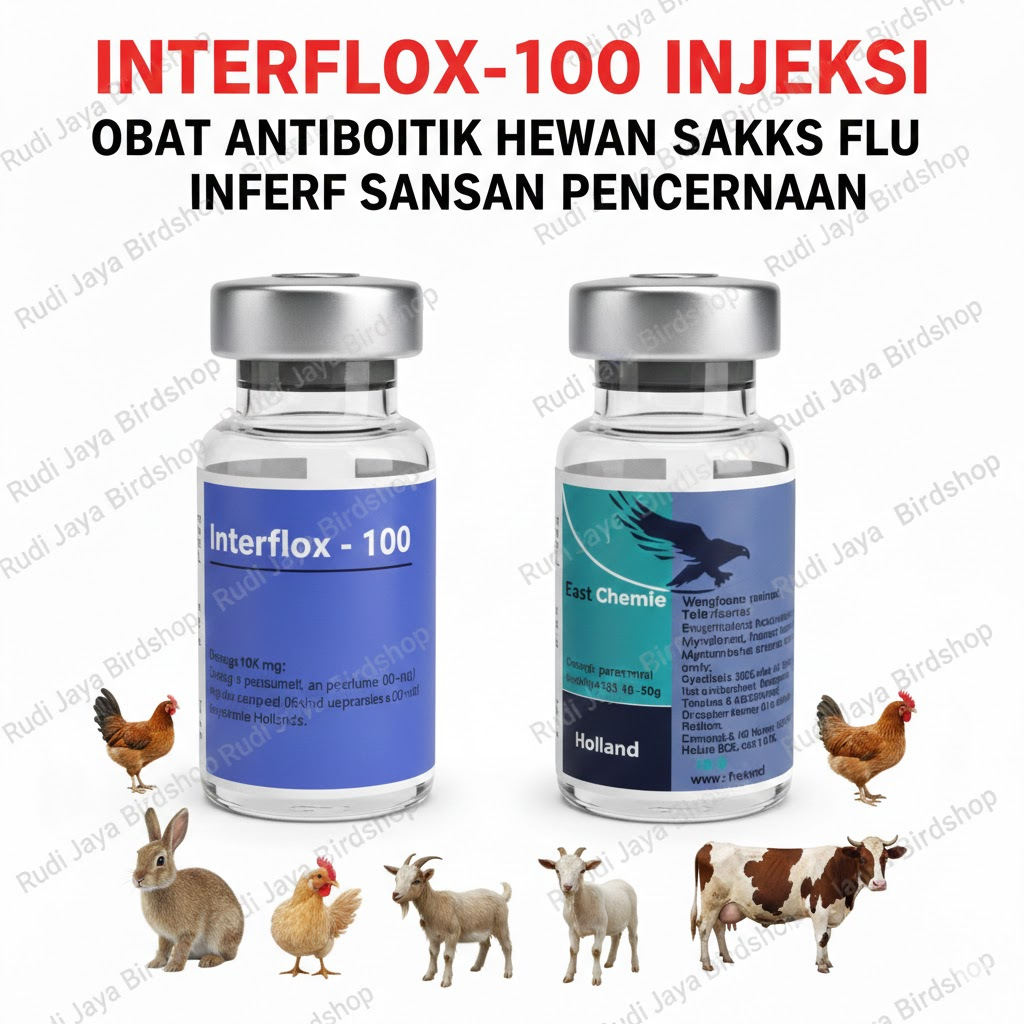 INTERFLOX INJEKSI 10 ML OBAT ANTIBIOTIK HEWAN SAKIT FLU DEMAM BATUK INFEKSI PERNAFASAN PENCERNAAN