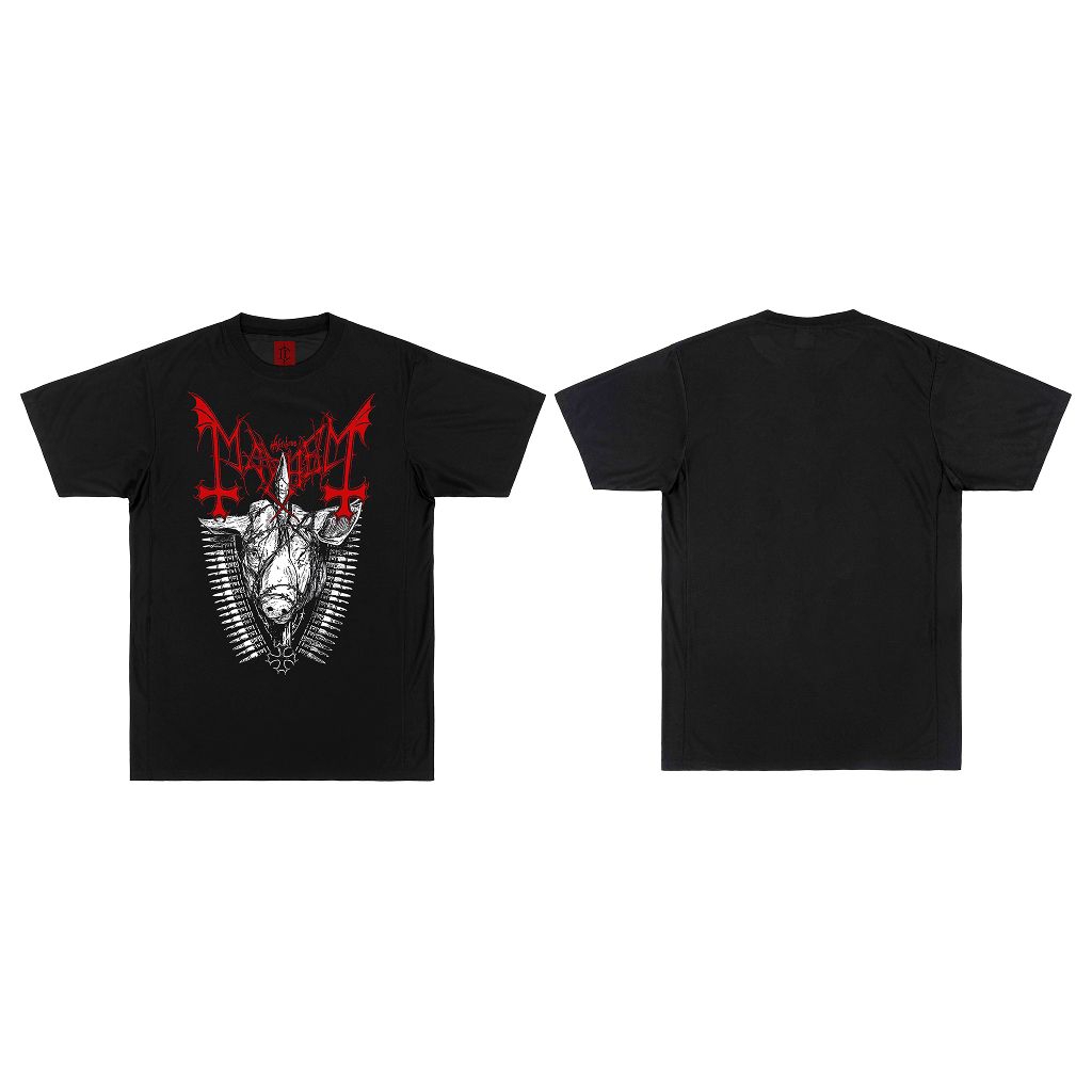 Kaos Mayhem - Pig Head Baju Metal Original Distro Kaos Black Metal Baju Distro T-Shirt Band