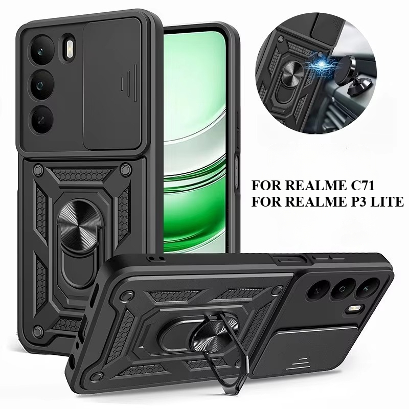 CASE REALME C71 / P3 LITE SLIDE RING CASING ARMOR TRANSFORMER BLACK MILITARY CAMERA PROTECTION RING 
