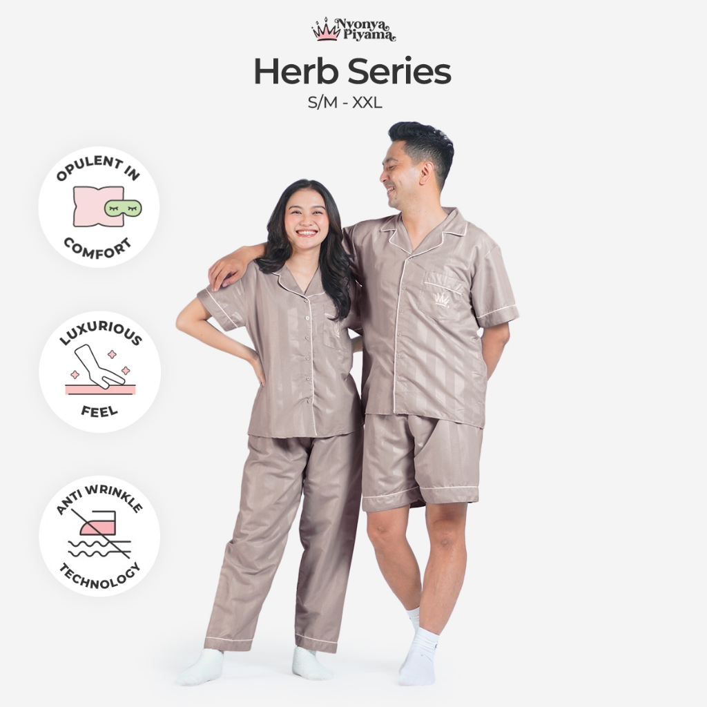 [BEST SELLER] Nyonya Piyama Herb Series Pajamas Poly Bamboo for Couple - Tamarind