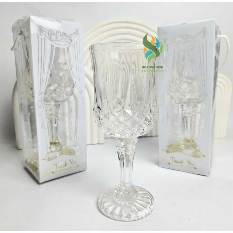 Souvenir Gelas Aesthetic Cangkir Wine Tangkai Kaca Tinggi Gelas Kaki Kristal Luxury Elegan