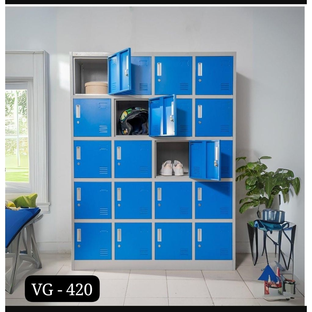 Loker 20 Pintu VIP Loker besar 20 pintu Masuk Helm Loker Plat Besi 20 Pintu VG 420 VIP