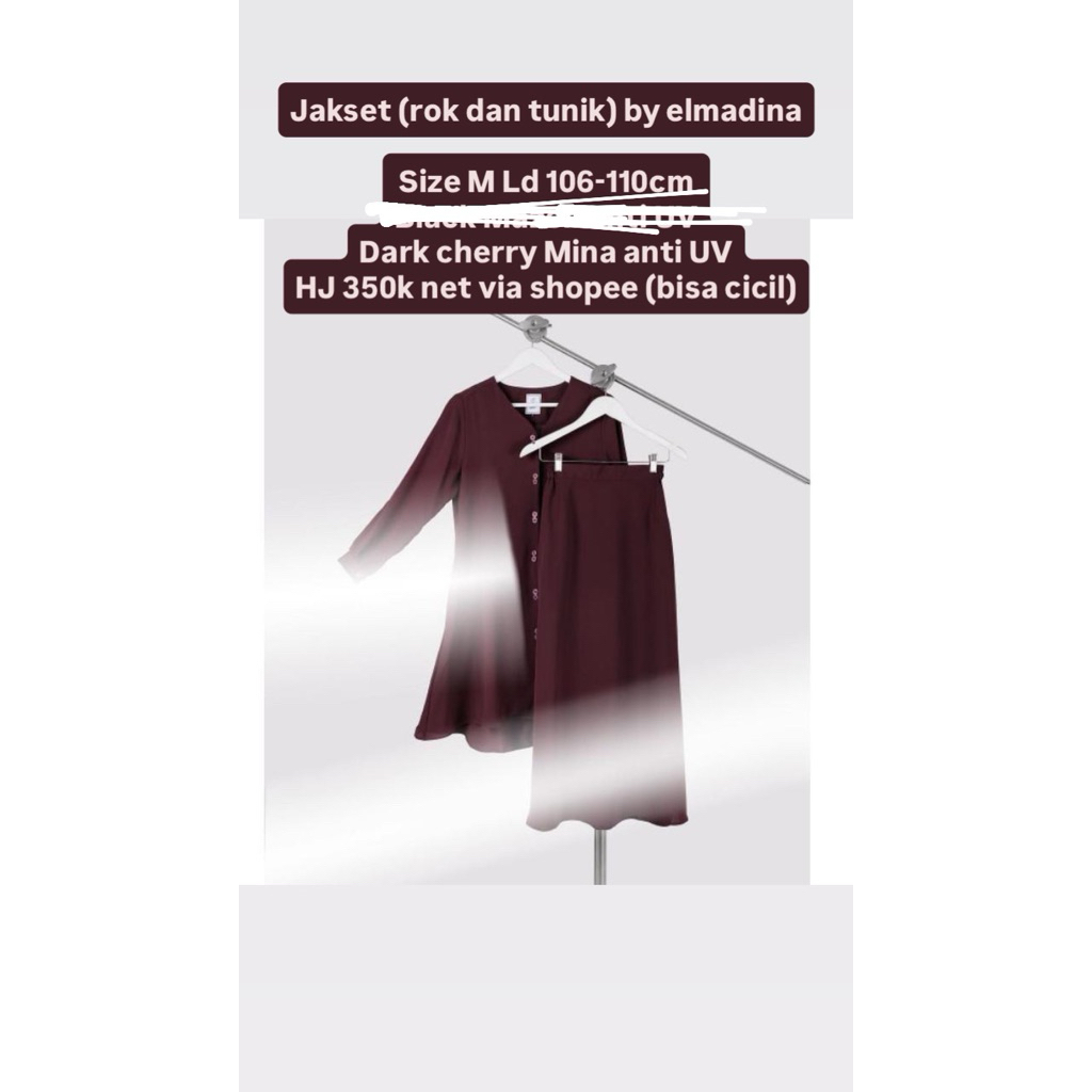 Preloved Jakset (Jakarta set rok dan tunik) by elmadina dark cherry Mina anti UV himosly tsurayya al