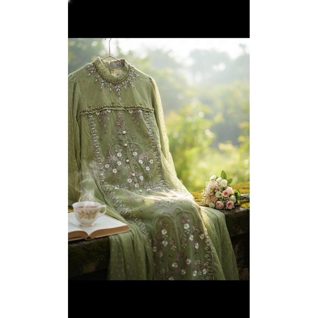 Xavin - Gamis Brokat + tile Pesta Mewah merk Kayla