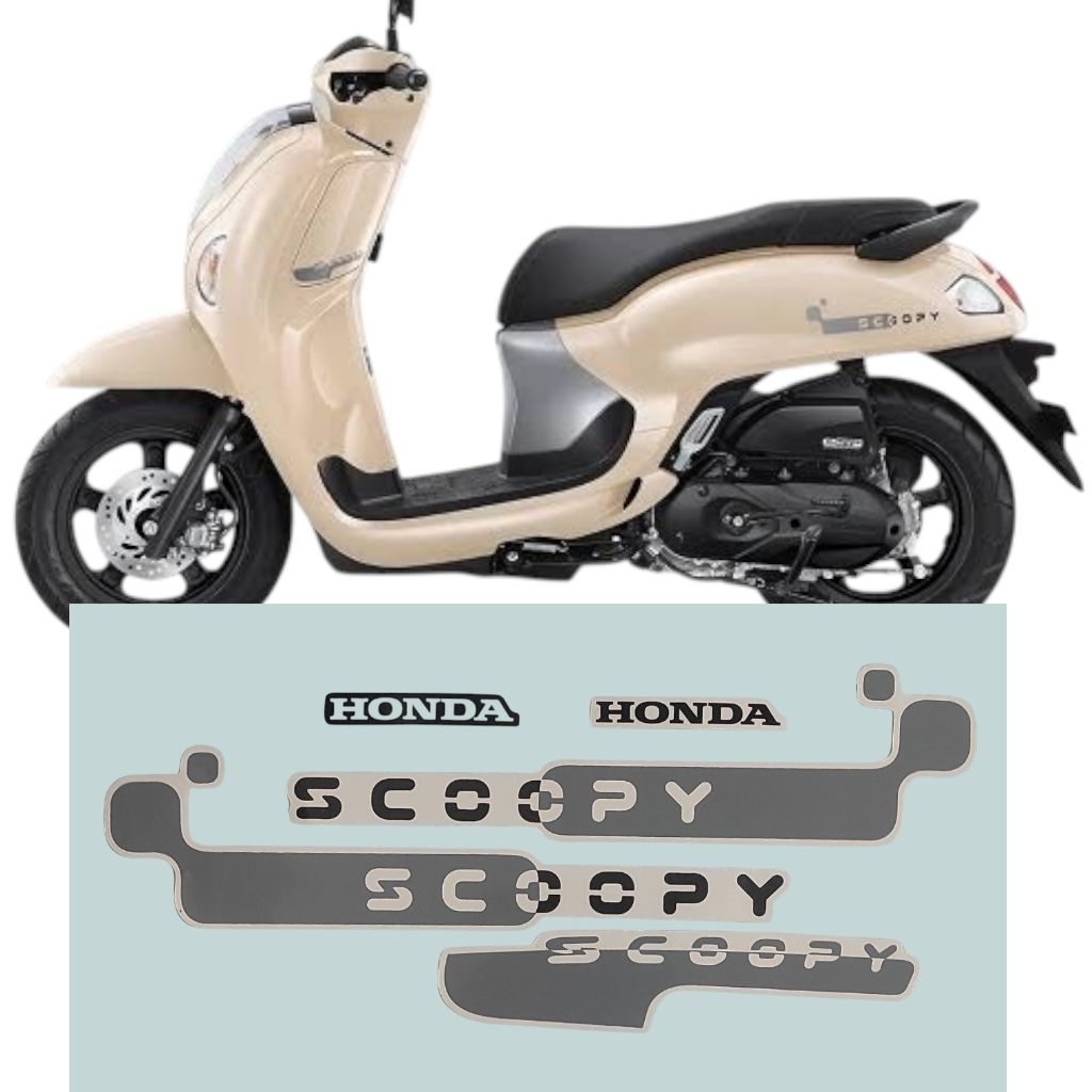 Stiker Striping Motor Scoopy Fashion 2026 Warna Cream Stiker Lis Body Standart