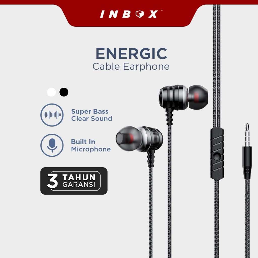 Inbox Cable Earphone Energic Super Bass with Microphone Headset