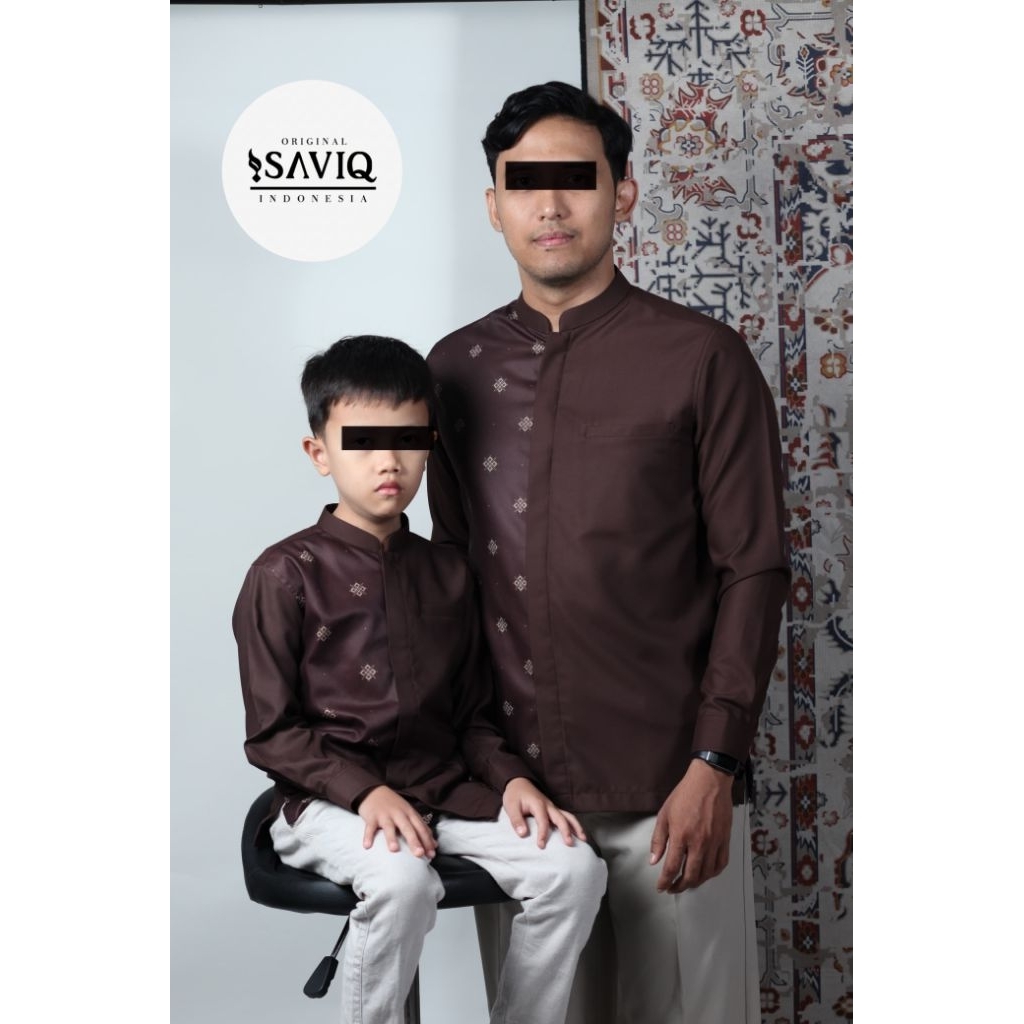 SAVIQ- KEMEJA KOKO AYAH DAN ANAK WARNA MAHOGANI